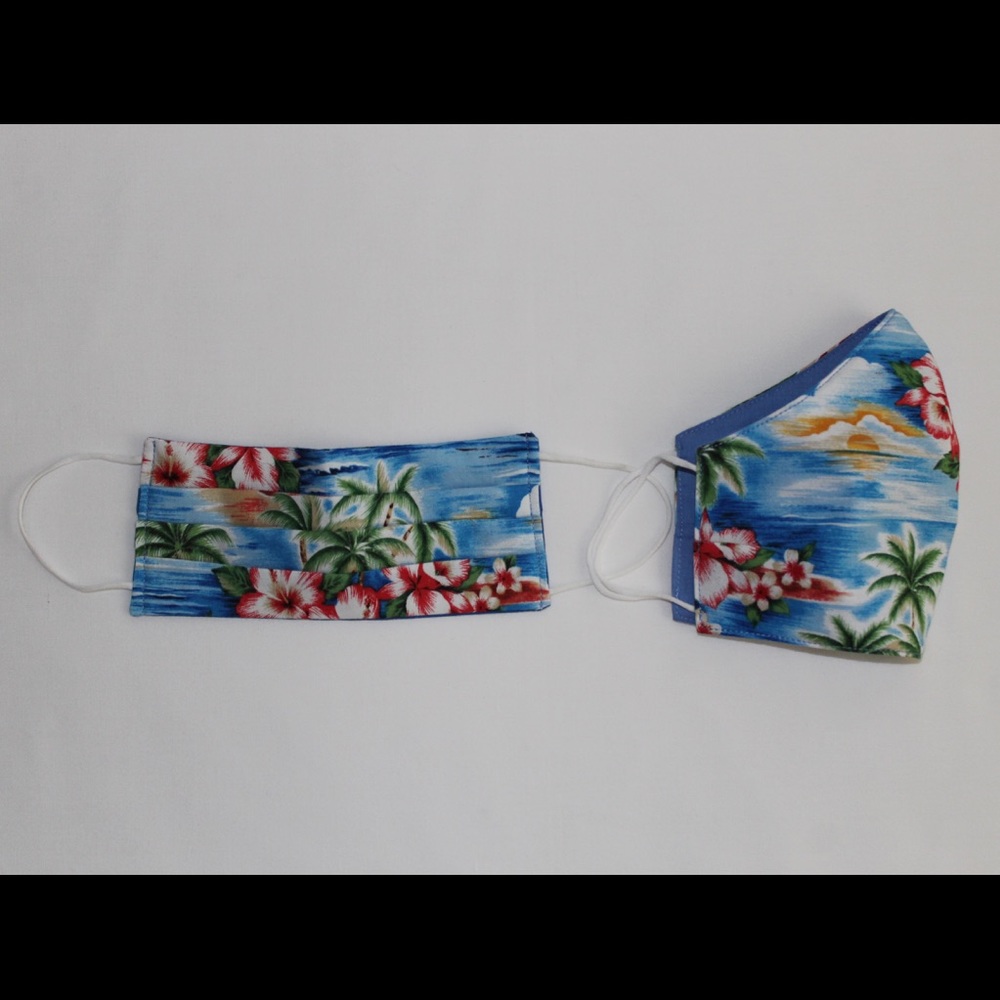 White Hibiscus Triple Layer Face Mask w/nose wire